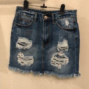 3/$30 (Lightly used)Distressed Denim MiniSkirt
